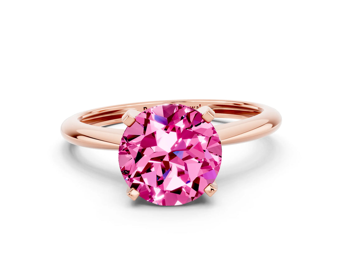 Rose gold Round Cut Pink Sapphire Solitaire Engagement Ring with Classic Band and Four-Prong Setting_24
