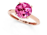 Rose gold Round Cut Pink Sapphire Solitaire Engagement Ring with Classic Band and Four-Prong Setting_25