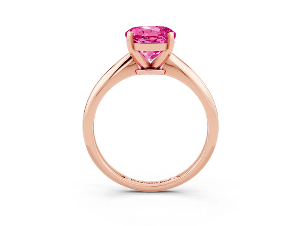 Rose gold Round Cut Pink Sapphire Solitaire Engagement Ring with Classic Band and Four-Prong Setting
