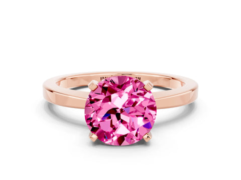 Rose gold Round Cut Pink Sapphire Solitaire Engagement Ring with Classic Band and Four-Prong Setting_50