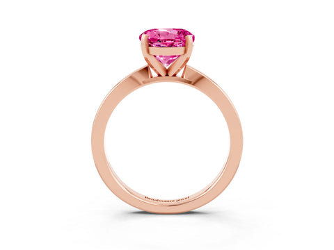 Rose gold Round Cut Pink Sapphire Solitaire Engagement Ring with Classic Band and Four-Prong Setting_53