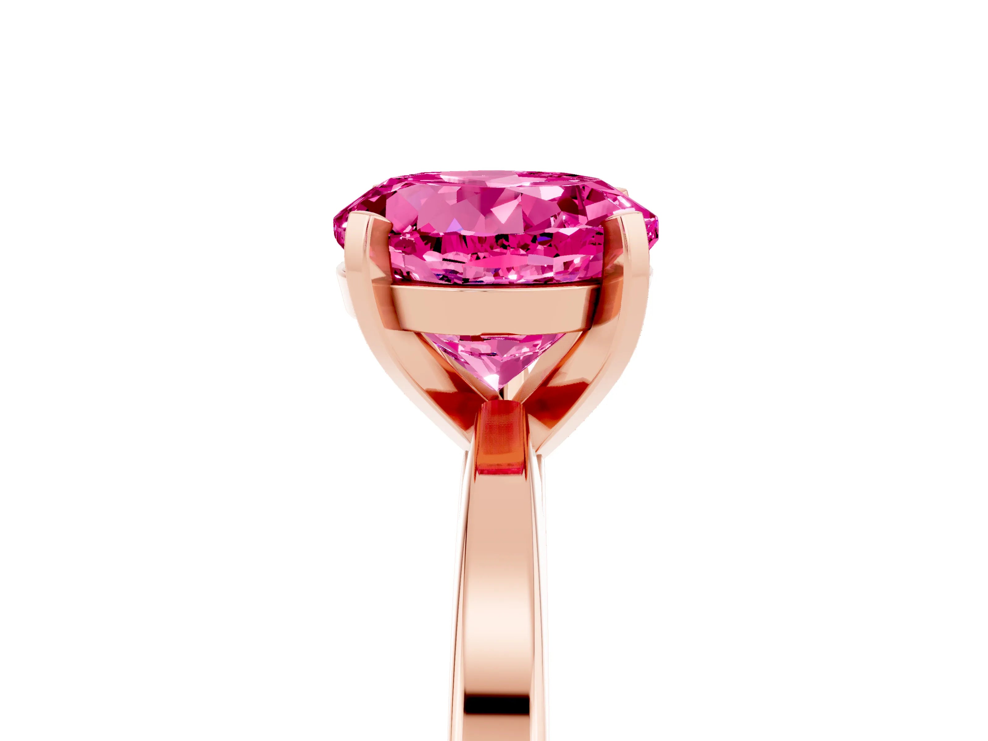 Rose gold Round Cut Pink Sapphire Solitaire Engagement Ring with Classic Band and Four-Prong Setting_55