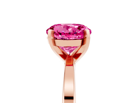 Rose gold Round Cut Pink Sapphire Solitaire Engagement Ring with Classic Band and Four-Prong Setting_55