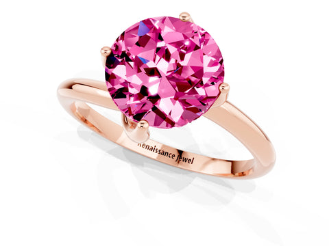 Rose gold Round Cut Pink Sapphire Solitaire Engagement Ring with Four-Prong Setting and Classic Band_13