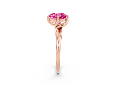 Rose gold Round Cut Pink Sapphire Solitaire Engagement Ring with Four-Prong Setting and Classic Band_14