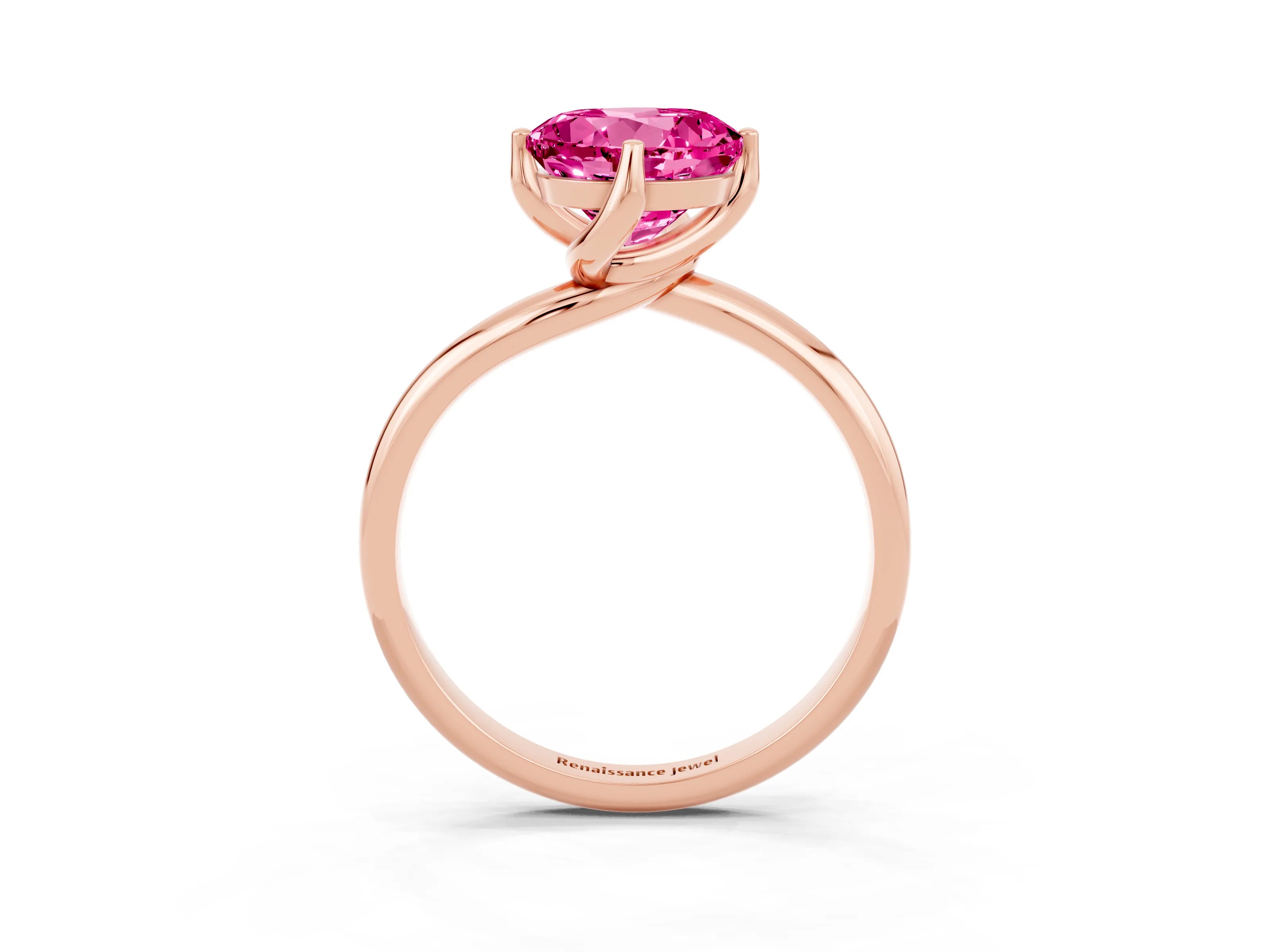 Rose gold Round Cut Pink Sapphire Solitaire Engagement Ring with Four-Prong Setting and Classic Band_15
