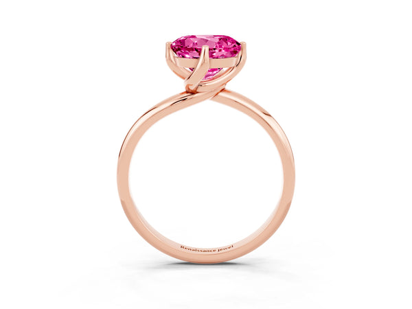 Rose gold Round Cut Pink Sapphire Solitaire Engagement Ring with Four-Prong Setting and Classic Band