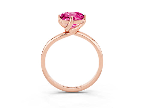 Rose gold Round Cut Pink Sapphire Solitaire Engagement Ring with Four-Prong Setting and Classic Band_15