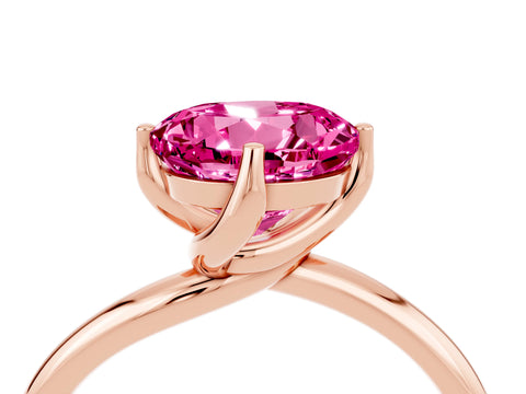 Rose gold Round Cut Pink Sapphire Solitaire Engagement Ring with Four-Prong Setting and Classic Band_16