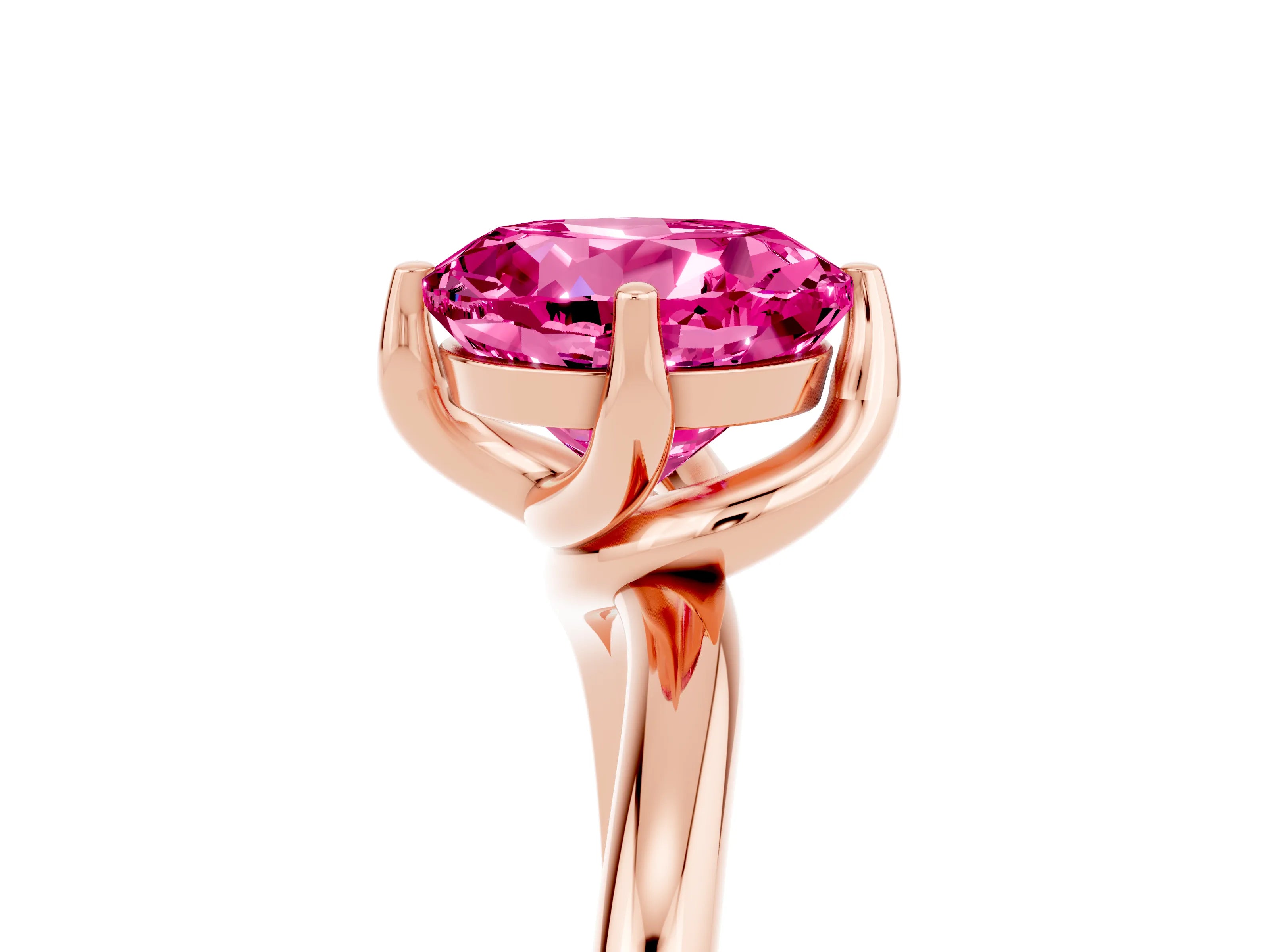 Rose gold Round Cut Pink Sapphire Solitaire Engagement Ring with Four-Prong Setting and Classic Band_17