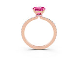 Rose gold Round Cut Pink Sapphire Solitaire Engagement Ring with Pavé Band and Four-Prong Setting_27