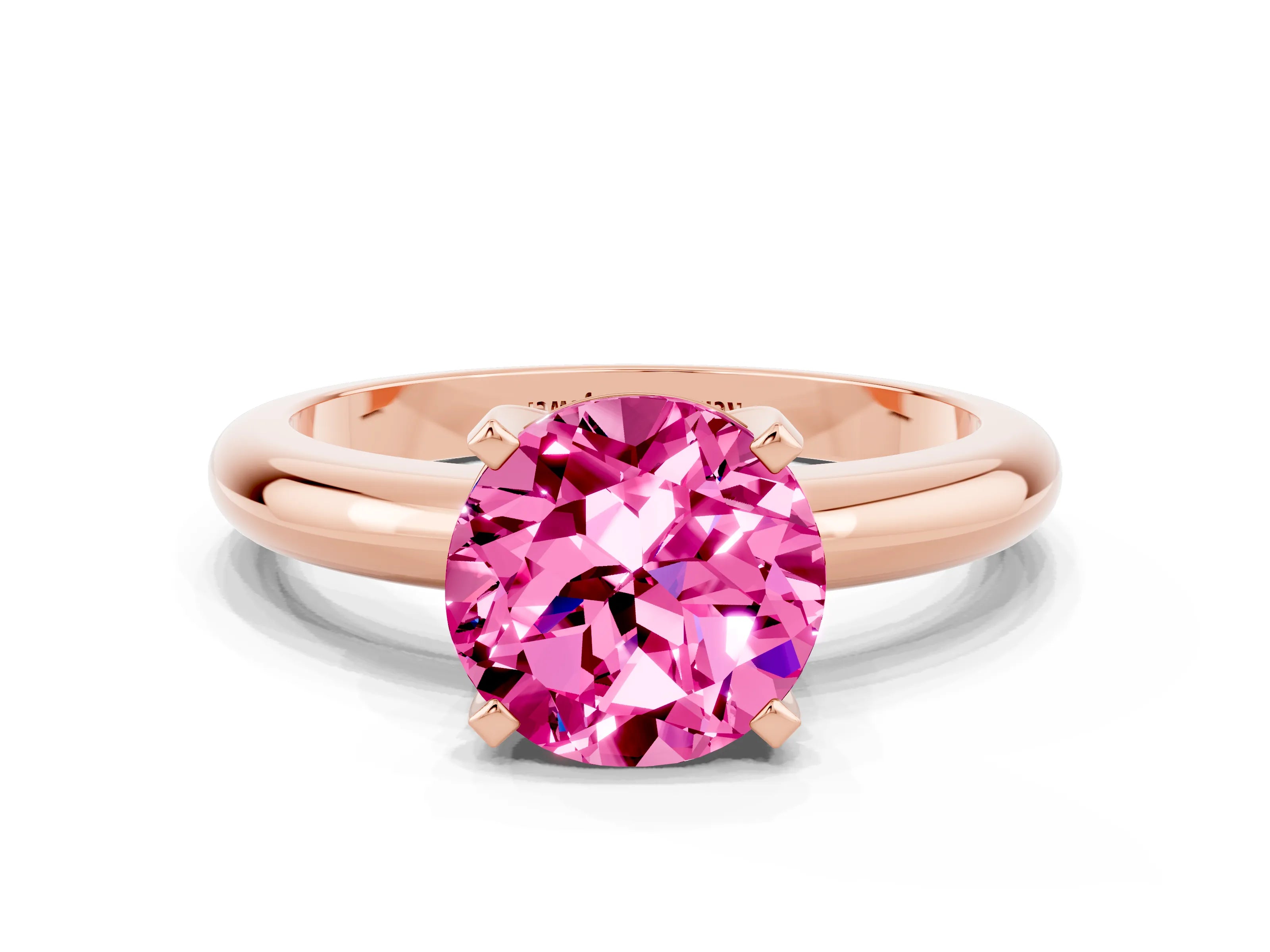 Rose gold Round Cut Pink Sapphire Solitaire Engagement Ring with Round Band and Four-Prong Setting_24