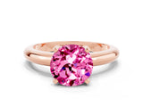 Rose gold Round Cut Pink Sapphire Solitaire Engagement Ring with Round Band and Four-Prong Setting_24