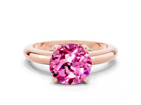 Rose gold Round Cut Pink Sapphire Solitaire Engagement Ring with Round Band and Four-Prong Setting_24