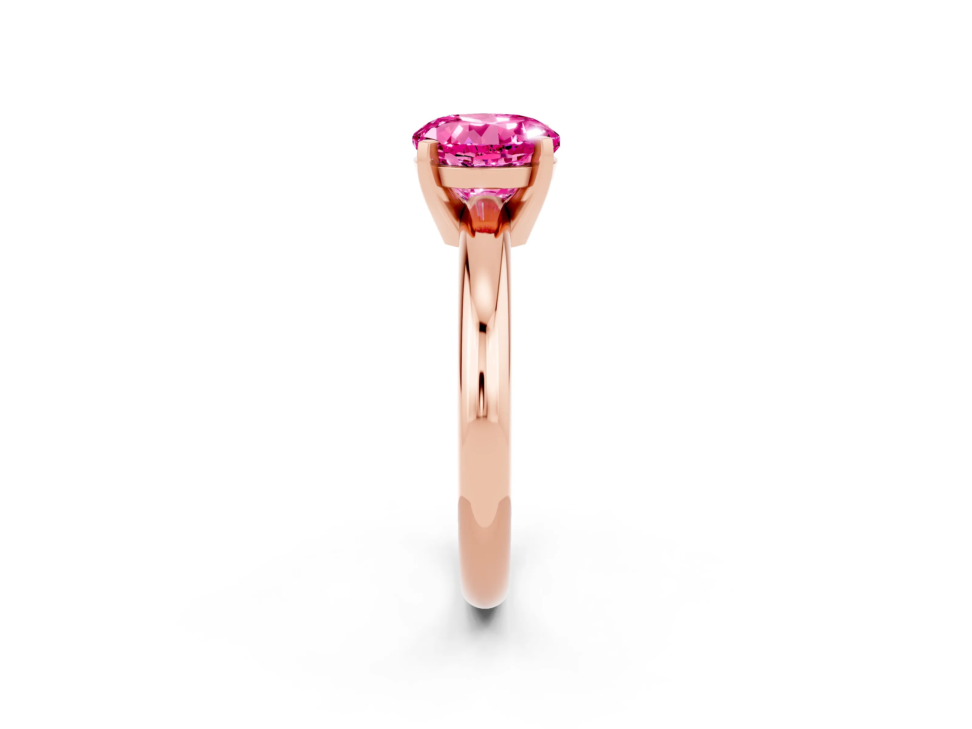 Rose gold Round Cut Pink Sapphire Solitaire Engagement Ring with Round Band and Four-Prong Setting_26