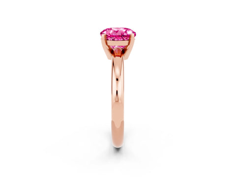 Rose gold Round Cut Pink Sapphire Solitaire Engagement Ring with Round Band and Four-Prong Setting_26