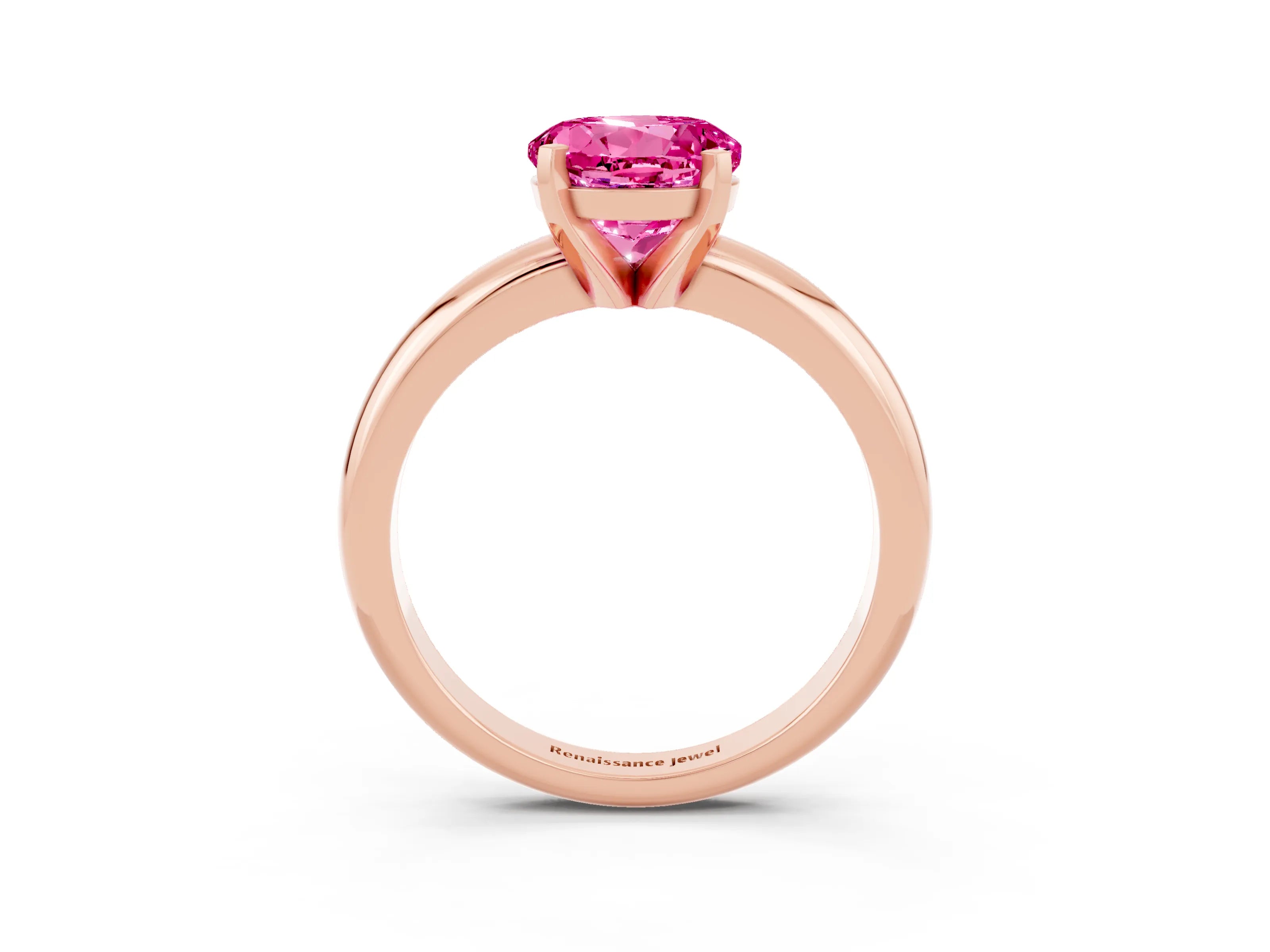 Rose gold Round Cut Pink Sapphire Solitaire Engagement Ring with Round Band and Four-Prong Setting_27