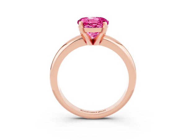 Rose gold Round Cut Pink Sapphire Solitaire Engagement Ring with Round Band and Four-Prong Setting