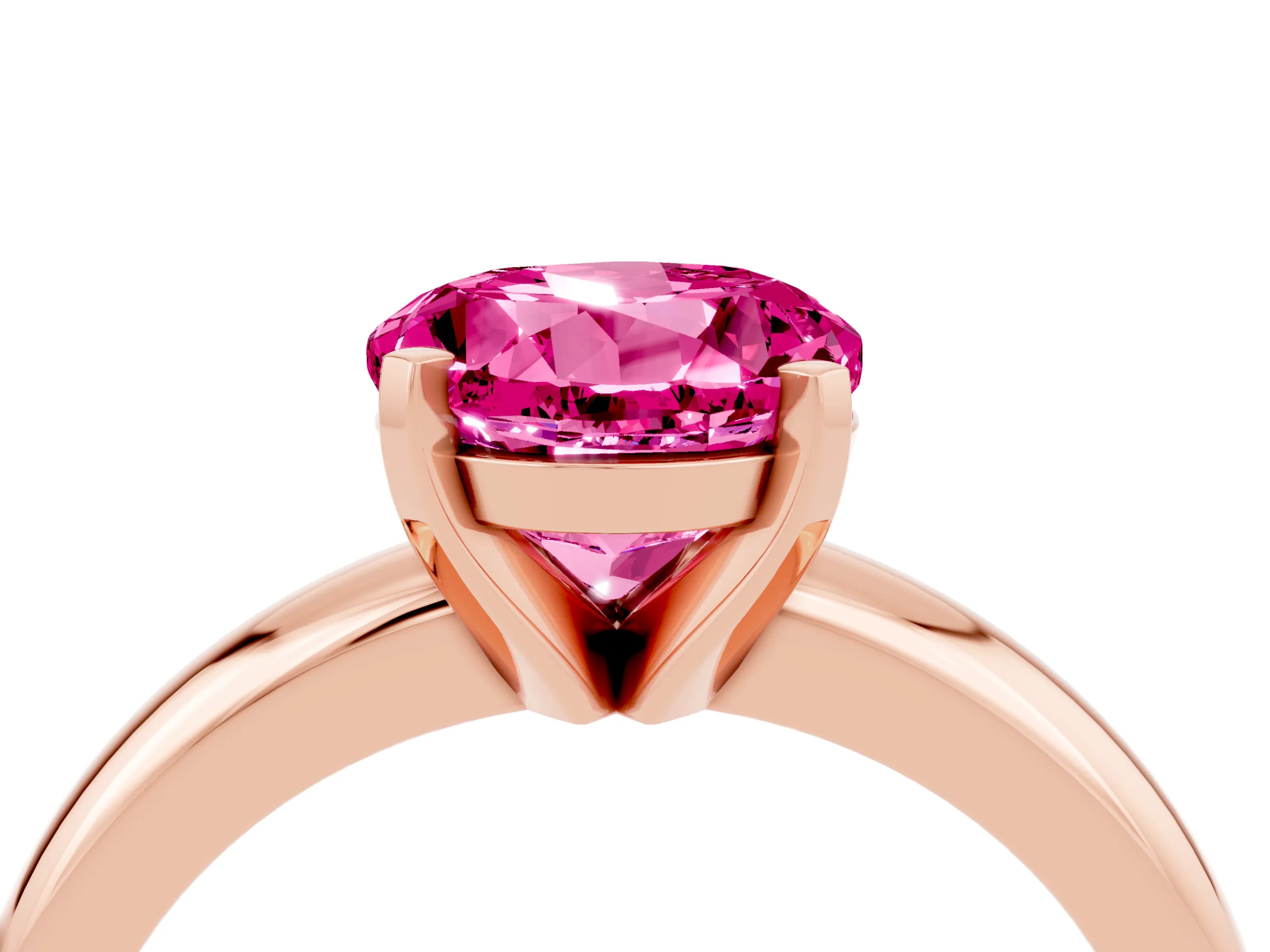 Rose gold Round Cut Pink Sapphire Solitaire Engagement Ring with Round Band and Four-Prong Setting_28