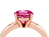 Rose gold Round Cut Pink Sapphire Solitaire Engagement Ring with Round Band and Four-Prong Setting_28