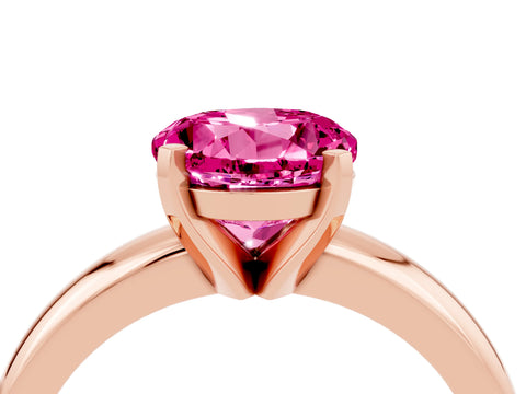 Rose gold Round Cut Pink Sapphire Solitaire Engagement Ring with Round Band and Four-Prong Setting_28