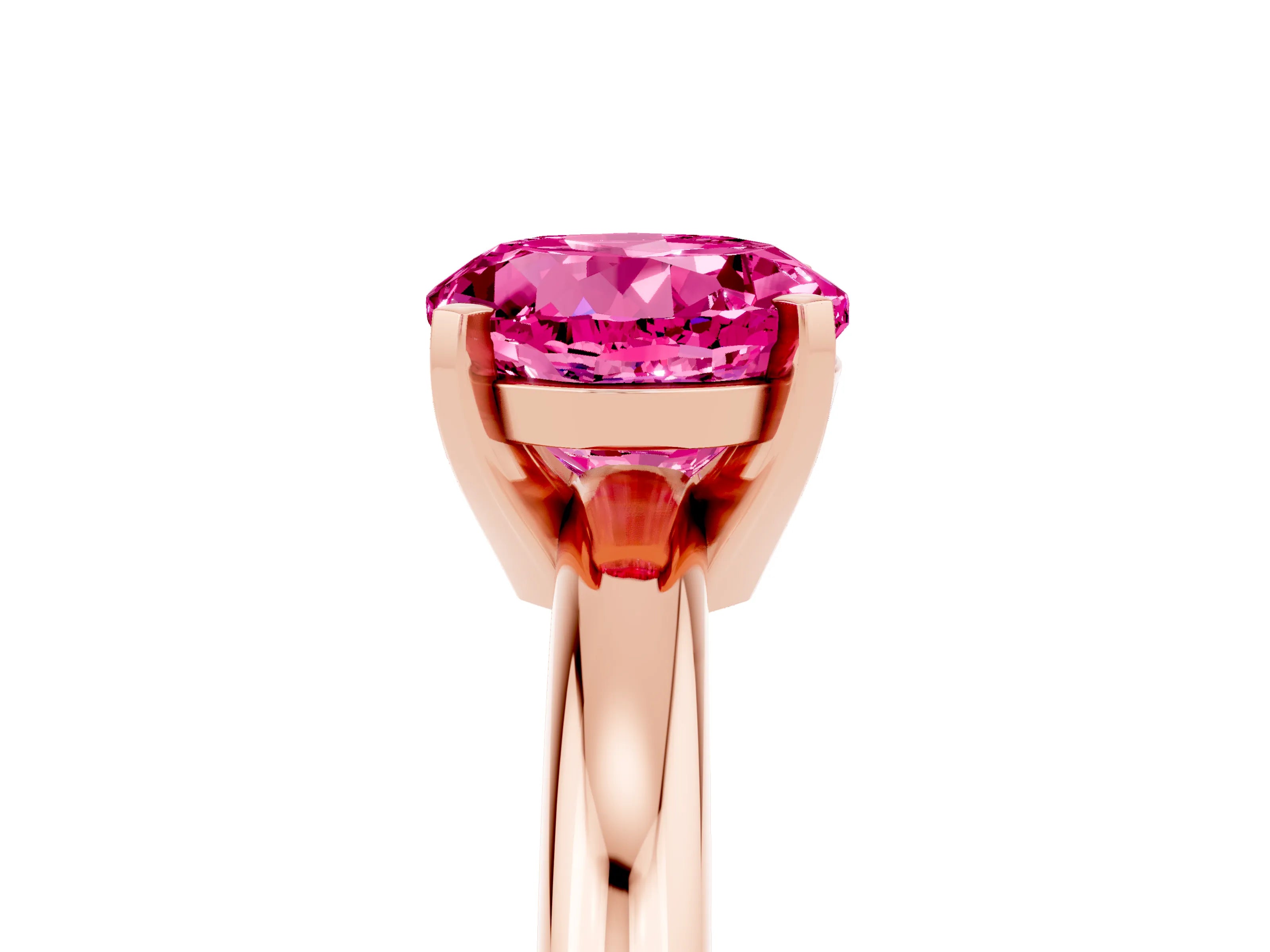 Rose gold Round Cut Pink Sapphire Solitaire Engagement Ring with Round Band and Four-Prong Setting_29
