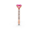 Rose gold Round Cut Pink Sapphire Solitaire Pavé Band with Four-Prong Setting_26