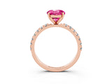 Rose gold Round Cut Pink Sapphire Solitaire Pavé Band with Four-Prong Setting_27