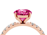Rose gold Round Cut Pink Sapphire Solitaire Pavé Band with Four-Prong Setting_28