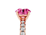 Rose gold Round Cut Pink Sapphire Solitaire Pavé Engagement Ring with Round Band and Prong Setting_17