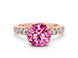 Rose gold Round Cut Pink Sapphire Solitaire Pavé Engagement Ring with Round Band and Prong Setting_60