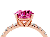 Rose gold Round Cut Pink Sapphire Solitaire Pavé Engagement Ring with Round Band and Prong Setting_64
