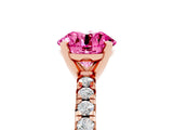 Rose gold Round Cut Pink Sapphire Solitaire Pavé Engagement Ring with Round Band and Prong Setting_65