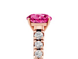 Rose gold Round Cut Pink Sapphire Solitaire Ring with Cathedral Setting and Pavé Band_29