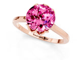 Rose gold Round Cut Pink Sapphire Solitaire Ring with Flower Prong Setting and Classic Band_13