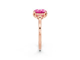 Rose gold Round Cut Pink Sapphire Solitaire Ring with Flower Prong Setting and Classic Band_14