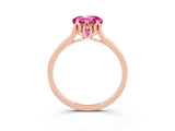 Rose gold Round Cut Pink Sapphire Solitaire Ring with Flower Prong Setting and Classic Band_15