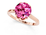 Rose gold Round Cut Pink Sapphire Solitaire Ring with Flower Prong Setting and Classic Band_37