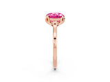 Rose gold Round Cut Pink Sapphire Solitaire Ring with Flower Prong Setting and Classic Band_38