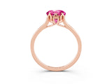 Rose gold Round Cut Pink Sapphire Solitaire Ring with Flower Prong Setting and Classic Band_39