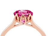 Rose gold Round Cut Pink Sapphire Solitaire Ring with Flower Prong Setting and Classic Band_40