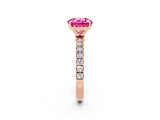 Rose gold Round Cut Pink Sapphire Solitaire Ring with Pavé Accents and Four-Prong Setting_26