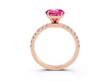 Rose gold Round Cut Pink Sapphire Solitaire Ring with Pavé Accents and Four-Prong Setting_27