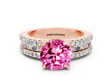 Rose gold Round Cut Pink Sapphire Solitaire Ring with Pavé and Channel Set Band_24