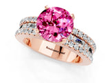 Rose gold Round Cut Pink Sapphire Solitaire Ring with Pavé and Channel Set Band_25