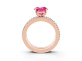Rose gold Round Cut Pink Sapphire Solitaire Ring with Pavé and Channel Set Band_27