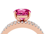 Rose gold Round Cut Pink Sapphire Solitaire Ring with Pavé and Channel Set Band_28
