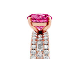 Rose gold Round Cut Pink Sapphire Solitaire Ring with Pavé and Channel Set Band_29