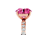 Rose gold Round Cut Pink Sapphire Solitaire Ring with Pave Band and Four Prong Setting_53