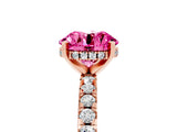 Rose gold Round Cut Pink Sapphire Solitaire Ring with Round  Pavé Band and Four-Prong Setting_41
